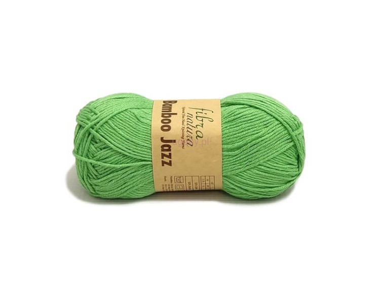 Motek jasnozielonej włóczki Fibra Natura Bamboo Jazz o numerze 218 w pastelowym odcieniu, z widoczną gładką strukturą nitki.