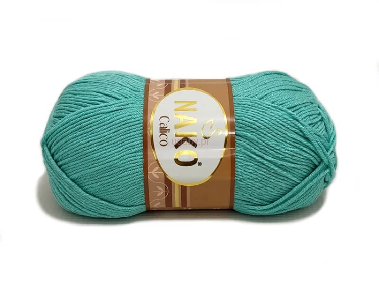 Motek włóczki Nako Calico w jasnym, nasyconym kolorze turkusowym o numerze 11221.