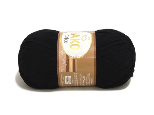 Motek włóczki Nako Calico w głębokim czarnym kolorze o numerze 217.