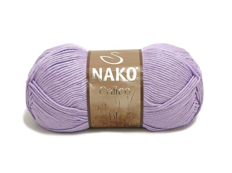 Motek włóczki Nako Calico w kolorze jasnofioletowym (liliowym) o numerze 11222.