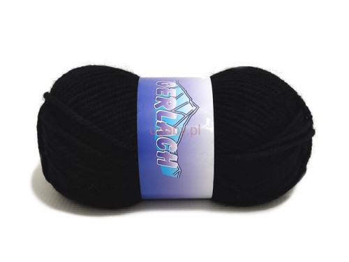 Motek grubej, miękkiej włóczki akrylowej Gerlach w klasycznym czarnym kolorze nr 217 w ofercie ugaby.pl.