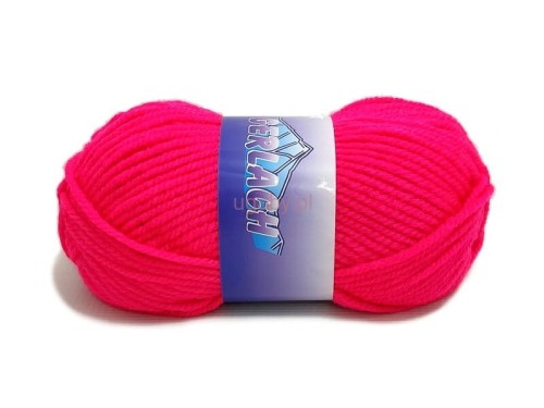 Motek grubej, niegryzącej włóczki akrylowej Gerlach w jaskrawym różowym kolorze nr 10916.