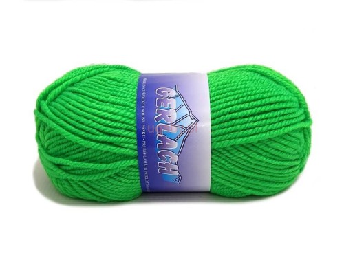 Motek grubej, miękkiej włóczki akrylowej Gerlach w jaskrawym zielonym kolorze o numerze 10917.