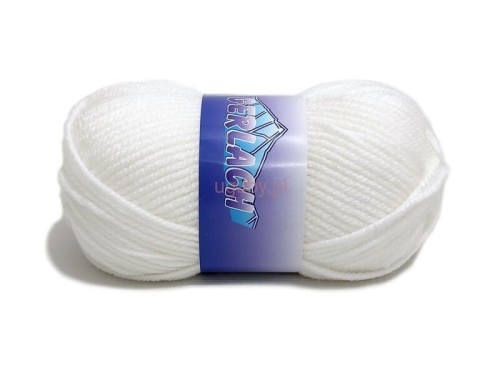 Motek grubej, białej włóczki akrylowej Gerlach o numerze koloru 208 na białym tle.