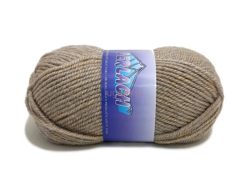 Gruba włóczka Gerlach w kolorze szarobeżowym nr 1415. Miękki akryl niegryzący do robienia swetrów i zimowych akcesoriów.