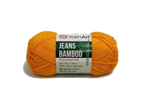 Motek pomarańczowej włóczki YarnArt Jeans Bamboo o numerze koloru 106 na jasnym tle.