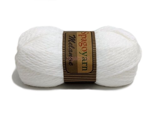 Włóczka Spagoyarn Melange kolor 150 biały – motek białej wełny z akrylem o delikatnej strukturze melange na swetry i chusty.