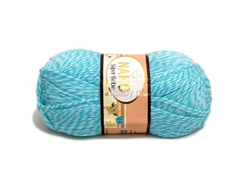 włóczka Super Bebe kolor biało-turkusowy numer 21292