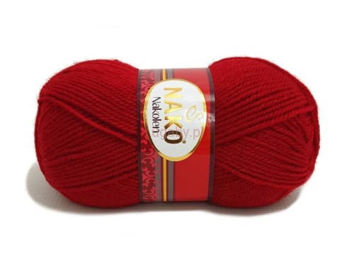 Czerwona włóczka Nako Nakolen, kolor numer 1175. Miękka i ciepła wełna z akrylem na druty i szydełko.