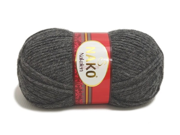 Szara włóczka Nako Nakolen, kolor numer 193. Miękka mieszanka wełny z akrylem na zimowe robótki.