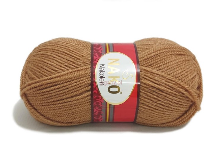 Karmelowa włóczka Nako Nakolen, kolor numer 221. Miękka mieszanka wełny z akrylem na jesień.