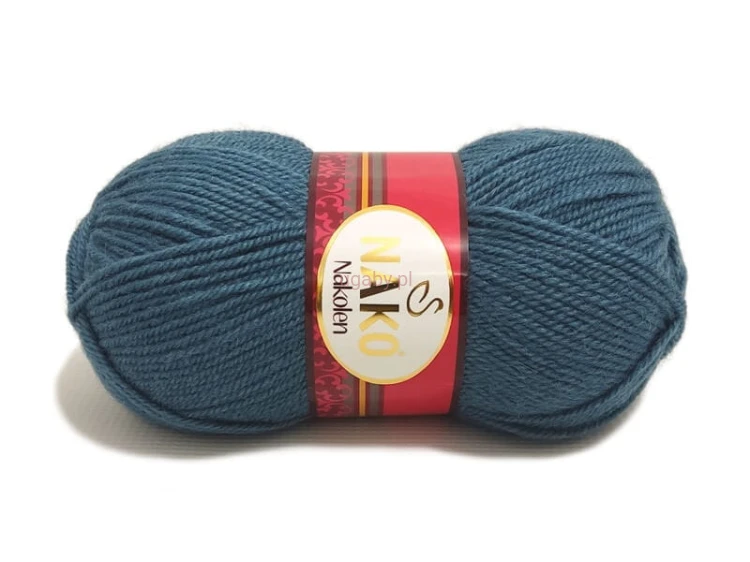 Włóczka Nako Nakolen w kolorze dżinsowym, numer 185. Miękka mieszanka wełny z akrylem na zimę.
