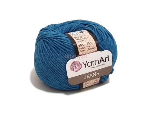 Włóczka YarnArt Jeans 17 kolor dżinsowy, motek bawełniano-akrylowy w odcieniu klasycznego niebieskiego denimu do swetrów i zabawek.