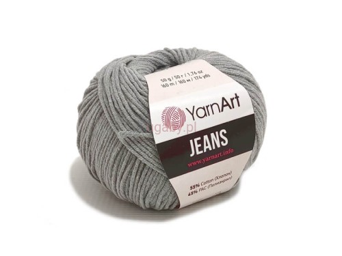 Włóczka YarnArt Jeans 46 kolor szary, klasyczny średni motek bawełniano-akrylowy do amigurumi, swetrów i czapek.