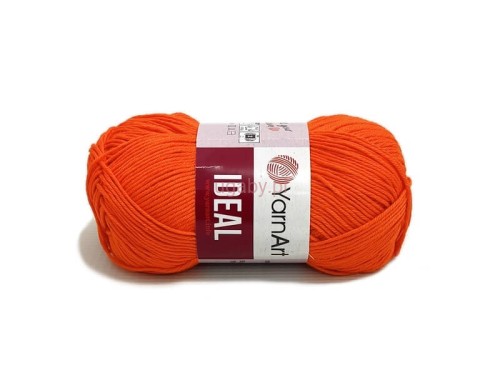 Soczyście pomarańczowy motek włóczki YarnArt Ideal nr 242. Wyraźny skręt matowej nitki bawełnianej.