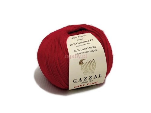 Włóczka Gazzal Baby Wool kolor czerwony nr 811 – bezpieczna dla dzieci wełna merino z certyfikatem OEKO-TEX.