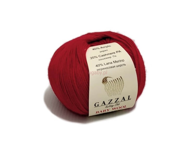 Włóczka Gazzal Baby Wool kolor czerwony nr 811 – bezpieczna dla dzieci wełna merino z certyfikatem OEKO-TEX.