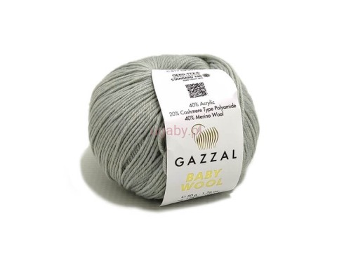 Włóczka Gazzal Baby Wool kolor popielaty nr 817 – szara wełna merino z certyfikatem OEKO-TEX, idealna na dziecięce ubranka.