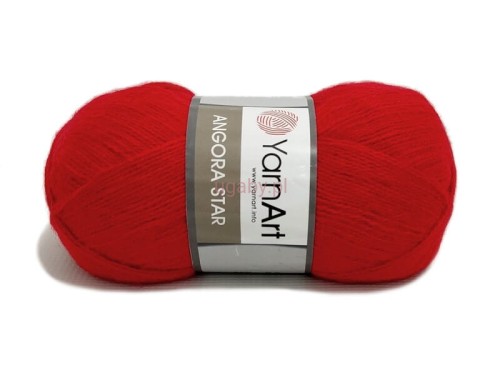 Włóczka YarnArt Angora Star intensywny czerwony nr 156 – cienka i wydajna nitka z wełną.