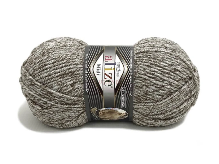 Włóczka Alize Superlana Midi beżowy melanż – motek puszystej włóczki o wielotonowym, naturalnym odcieniu beżu.