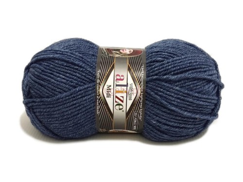 Włóczka Alize Superlana Midi kolor 203 dżinsowy niebieski – motek wełny z akrylem na jesienne robótki.