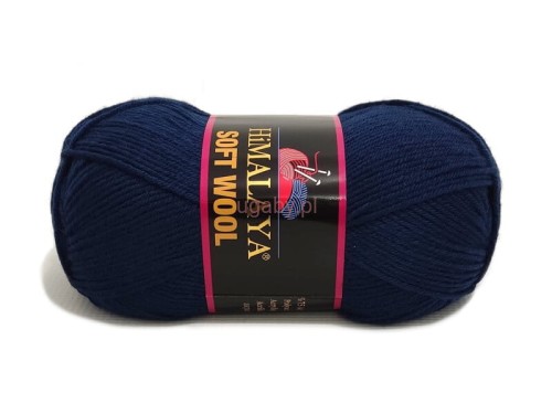 Włóczka Himalaya Soft Wool kolor 227-12 granatowy – motek ciemnoniebieskiej wełny z akrylem do robótek na drutach i szydełku.