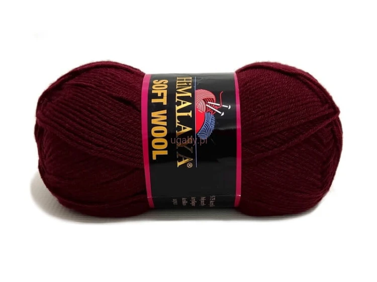 Włóczka Himalaya Soft Wool kolor 227-07 buraczkowy – motek miękkiej mieszanki wełny i akrylu do robótek ręcznych.