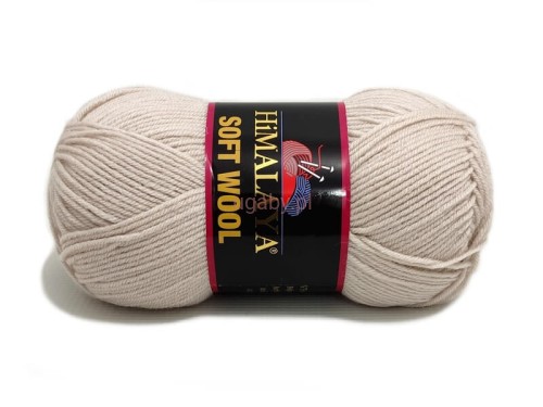 Włóczka Himalaya Soft Wool kolor 227-17 ecru – motek kremowej wełny z akrylem, miękka włóczka na swetry i akcesoria.