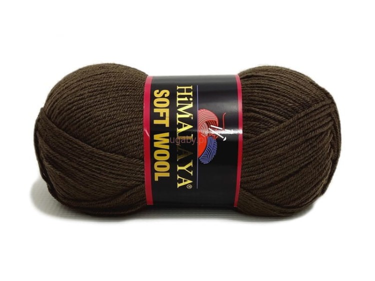 Włóczka Himalaya Soft Wool kolor 227-13 brązowy – motek miękkiej wełny z akrylem na swetry i szaliki.