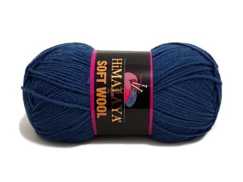 Włóczka Himalaya Soft Wool kolor 227-10 dżinsowy (denim) – motek niebieskiej wełny z akrylem do robótek na drutach.