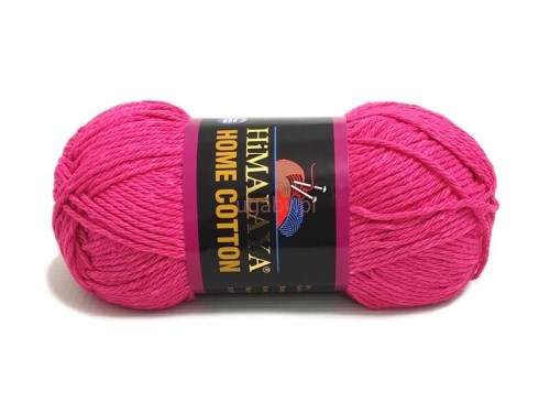 Malinowy motek włóczki Himalaya Home Cotton 122-09 z czarno-fioletową etykietą na jasnym tle.