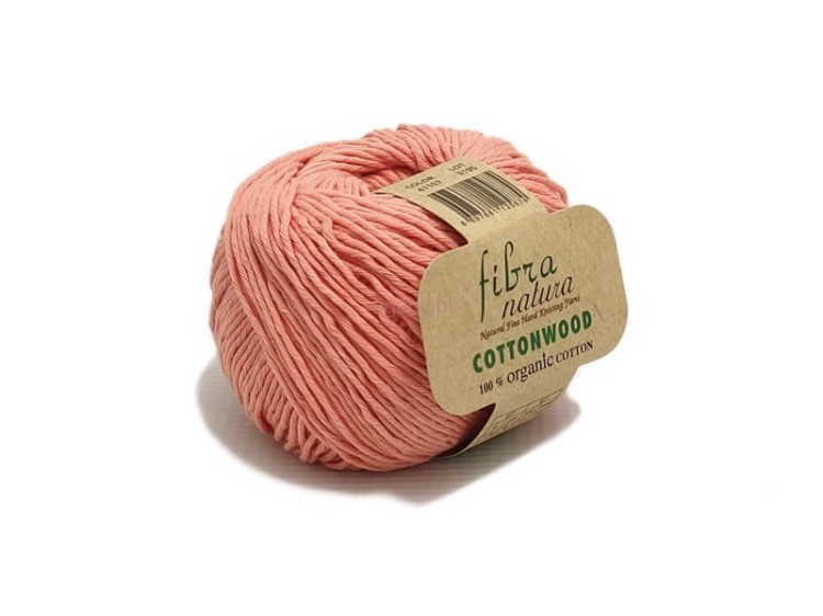 Łososiowa włóczka Cottonwood 41107 z bawełny organicznej, matowa przędza o luźnym splocie wielonitkowym do robótek dziecięcych, dostępna w ugaby.pl.