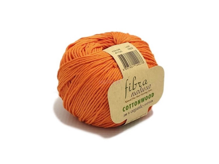 Pomarańczowa włóczka Cottonwood 41125 z bawełny organicznej, matowa przędza wielonitkowa o luźnym splocie do robótek dziecięcych, dostępna w ugaby.pl.