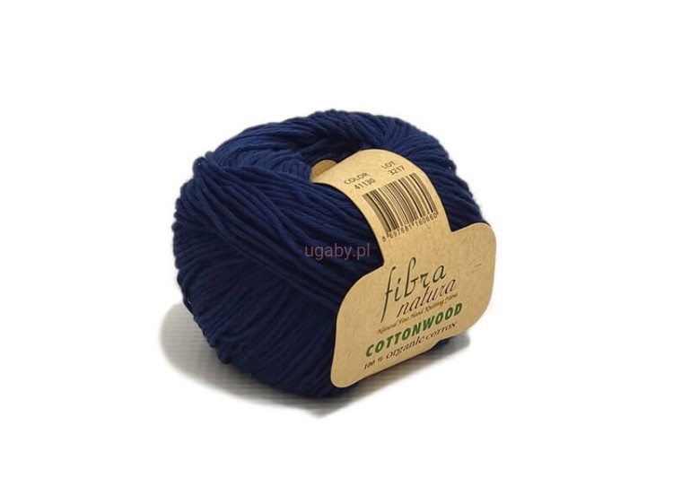 Granatowa włóczka Cottonwood 41130 z bawełny organicznej, matowa przędza wielonitkowa o luźnym splocie do robótek dziecięcych, dostępna w ugaby.pl.