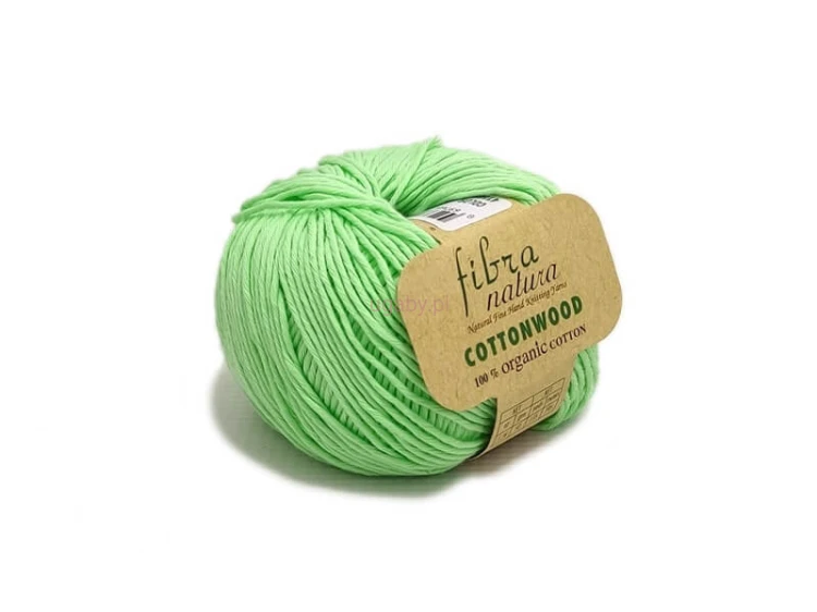 Jasna pistacjowa włóczka Cottonwood 41142 z bawełny organicznej, matowa przędza o luźnym splocie do robótek dla dzieci, sklep ugaby.pl.