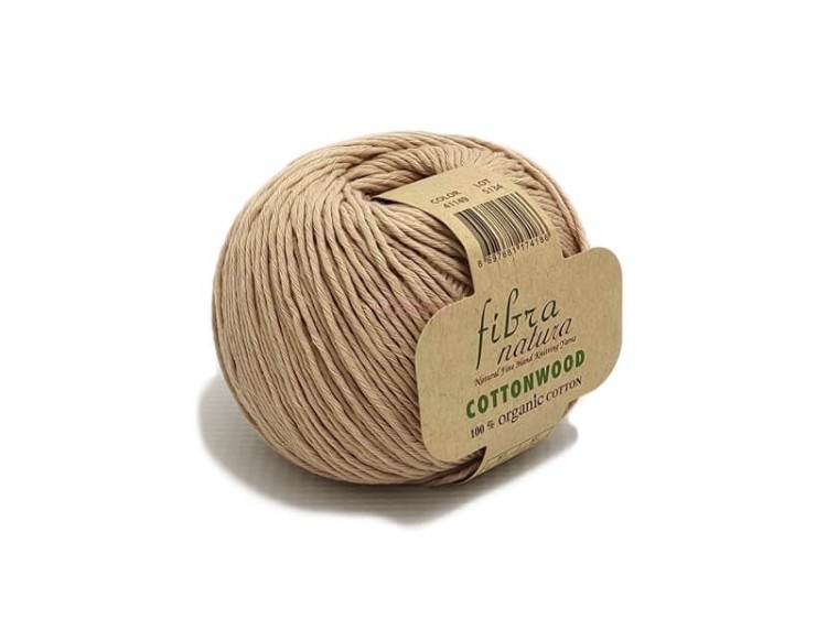 Włóczka Cottonwood z bawełny organicznej w kolorze beżowym nr 41149, matowa przędza o luźnym splocie do robótek dla dzieci, dostępna w ugaby.pl.