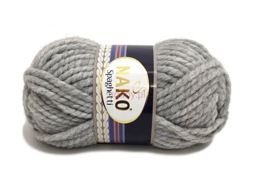 Gruba włóczka Nako Spaghetti kolor 195 popielaty – szara wełna z akrylem do robótek oversize, gruby motek na koce i swetry.