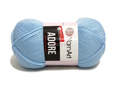 Jasnoniebieska włóczka YarnArt Adore 340 – błękitny motek akrylu antypilling do robótek dziecięcych.