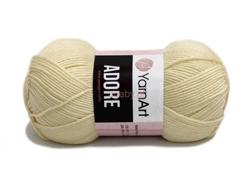 Włóczka YarnArt Adore 331 kolor ecru – kremowy motek akrylu antypilling do szydełkowania.