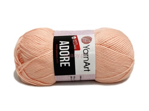 Motek włóczki YarnArt Adore 333 kolor łososiowy – brzoskwiniowy akryl antypilling na ubrania.
