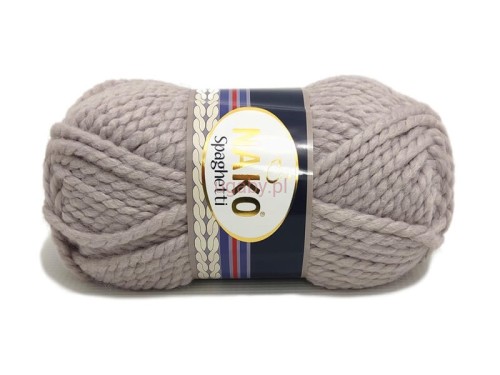 Gruba włóczka Nako Spaghetti kolor 3079 jasnoszary – puszysta wełna z akrylem na koce plecione na palcach i modne czapki beanie.