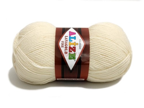 Włóczka Alize Lanagold Fine kolor 62 śmietankowy, cienka i wydajna mieszanka wełny z akrylem o gładkim splocie.