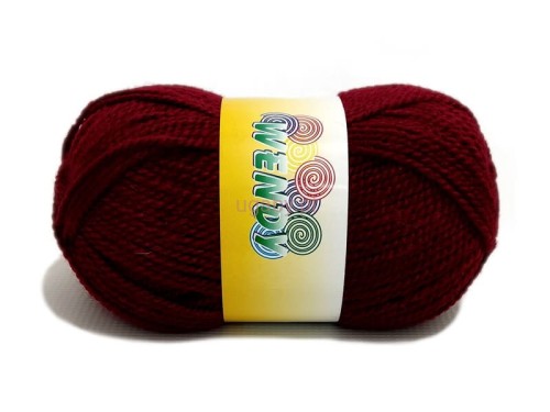 Włóczka Elian Wendy kolor burgundowy nr 2466, bordowy motek mieszanki wełny z akrylem.