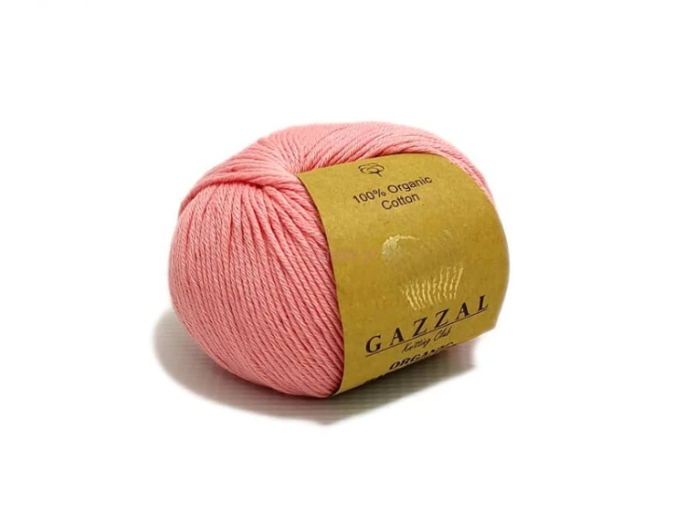 Włóczka Gazzal Organic Baby Cotton kolor 425 pudrowy róż brudny róż bawełna organiczna antyalergiczna na ubranka