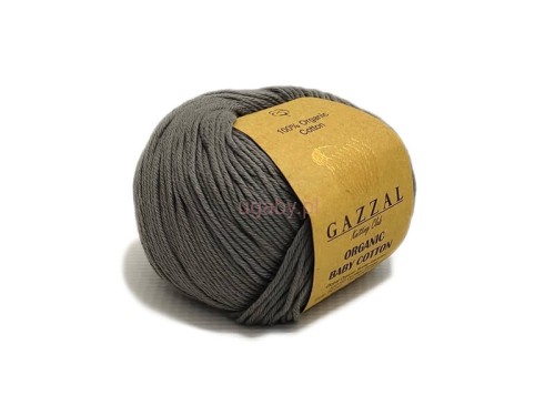 Włóczka Gazzal Organic Baby Cotton kolor 435 stalowy szary bawełna organiczna antyalergiczna na ubranka i kocyki
