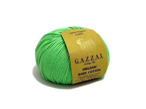 Włóczka Gazzal Organic Baby Cotton kolor 421 pistacjowy jasna zieleń bawełna organiczna antyalergiczna na ubranka dziecięce
