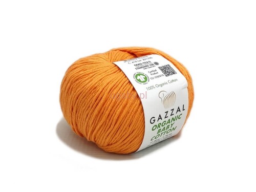Włóczka Gazzal Organic Baby Cotton kolor 418 pomarańczowy bawełna organiczna antyalergiczna na zabawki i ubranka