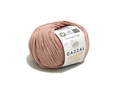 Włóczka Gazzal Organic Baby Cotton kolor 416 pudrowy róż bawełna organiczna antyalergiczna na sukienki i kocyki