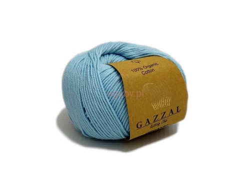 Włóczka Gazzal Organic Baby Cotton kolor 423 niebieski bawełna organiczna antyalergiczna na wyroby dziecięce
