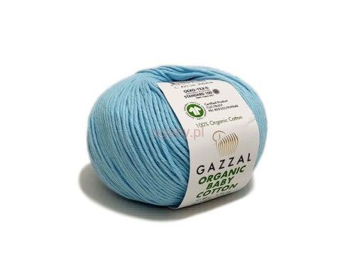 Włóczka Gazzal Organic Baby Cotton kolor 423 niebieski błękitny bawełna organiczna antyalergiczna na wyroby dla dzieci